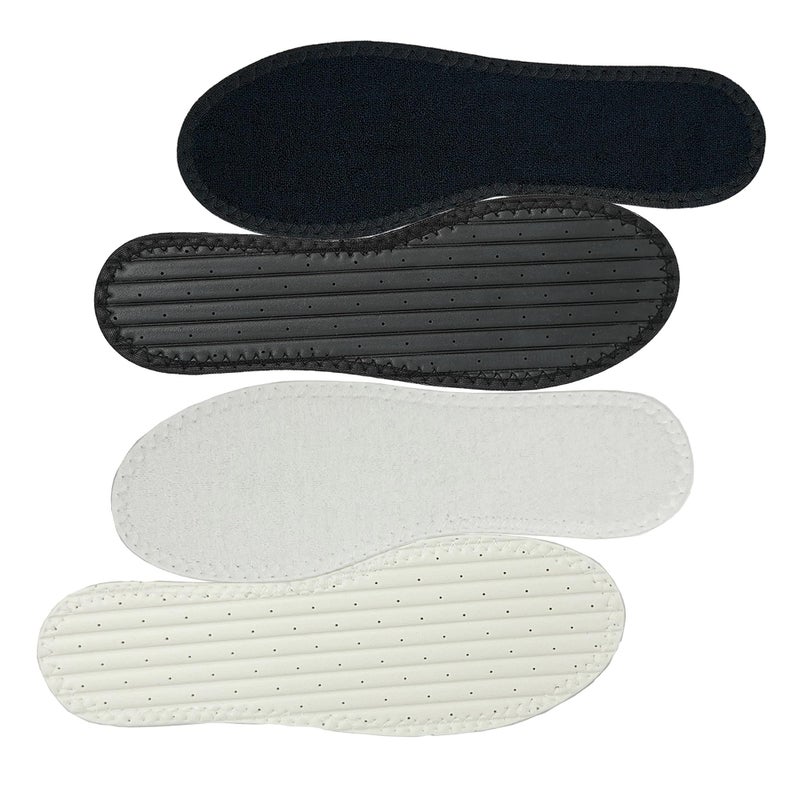 Happystep Cotton Terry Cloth Insoles, Barefoot Shoe Inserts, Sweat Absorption, Odor Control, Moisture-Wicking, Washable and Reusable, Zero Drop Shoe Insoles, 1 Pair Black and 1 Pair White (Women 8) - Image 1